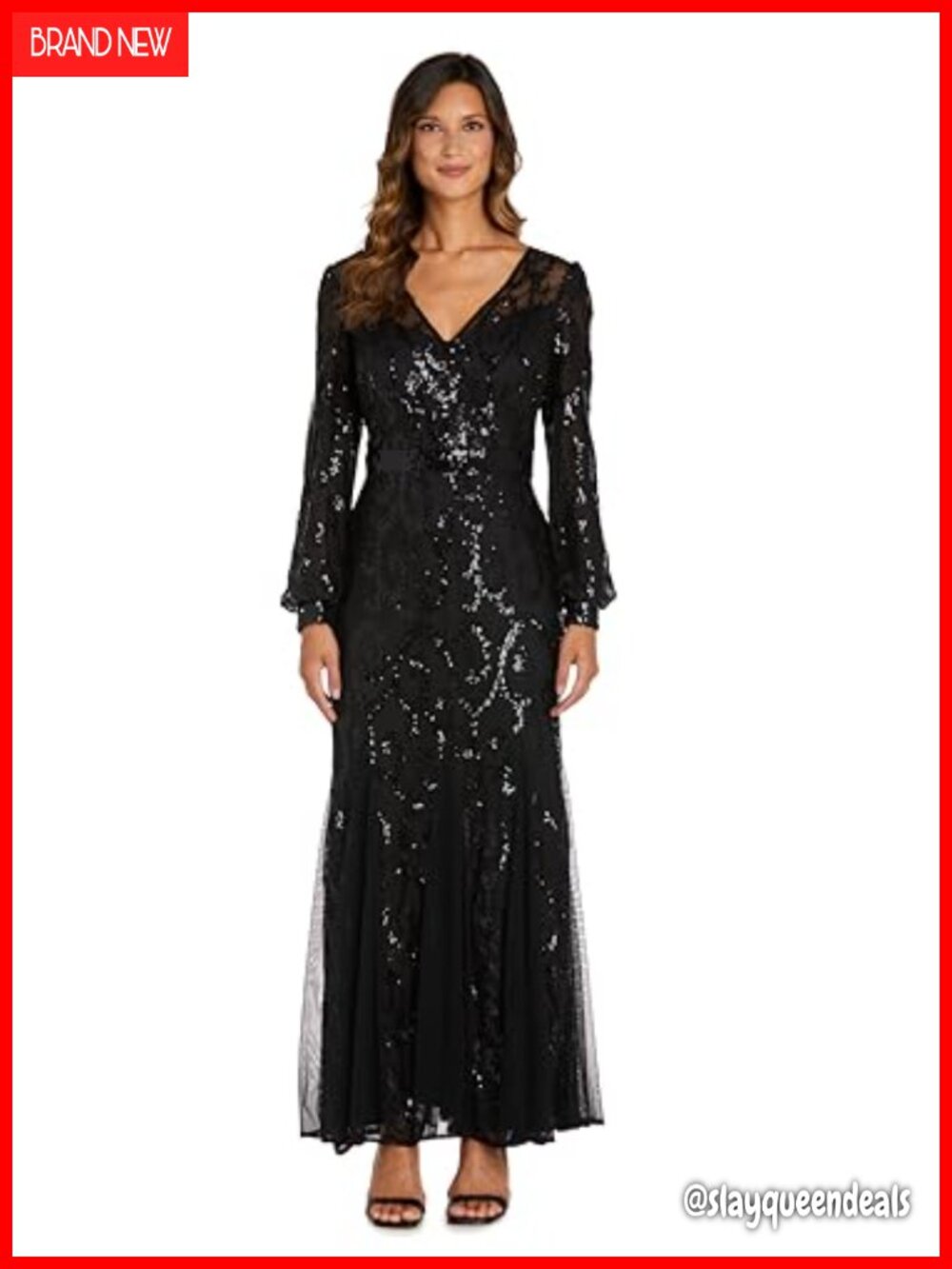 Sequin Power Mesh Wrap Dress Formal Evening Gown